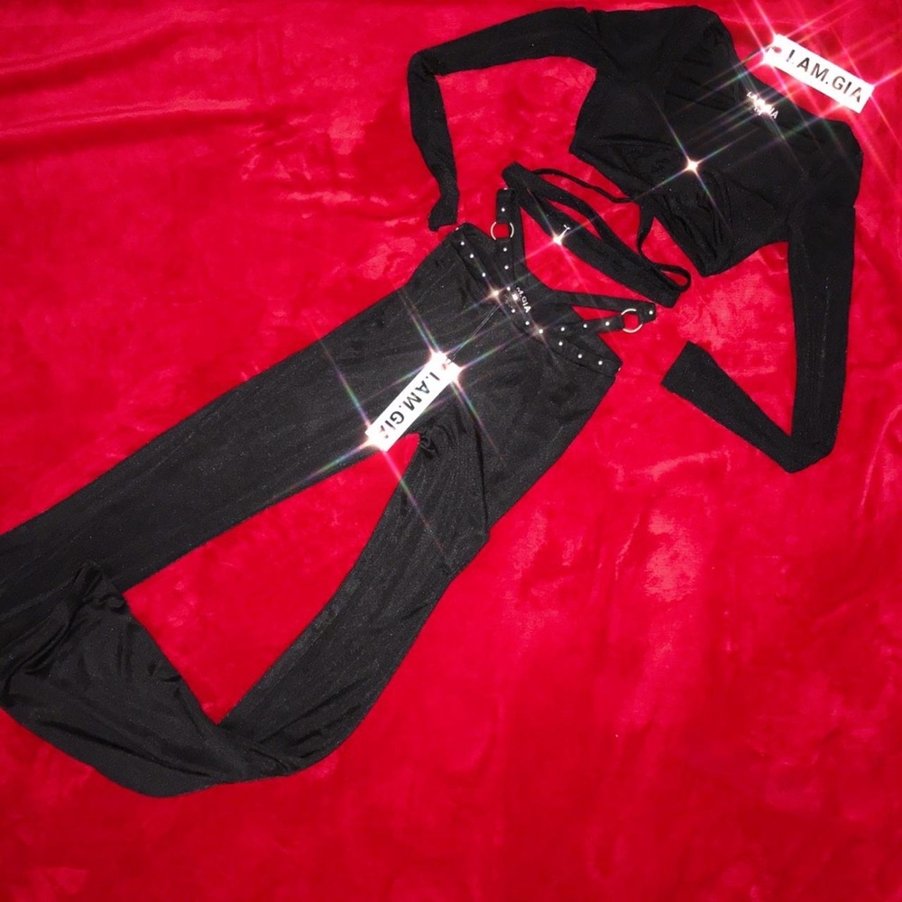 I AM GIA black violet two piece matching set